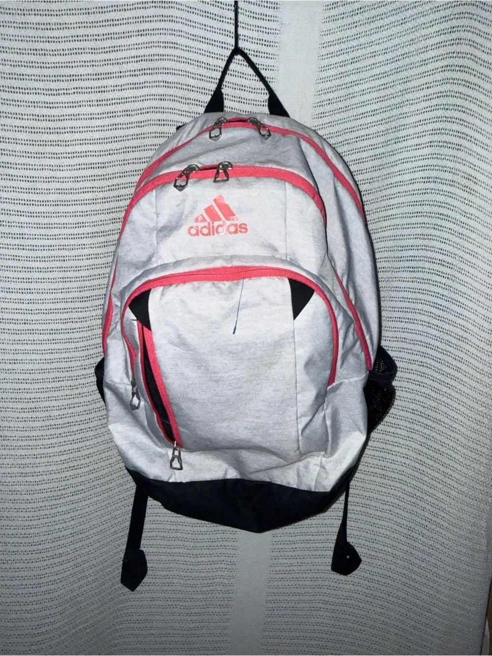 adidas White and Pink Kids Backpack